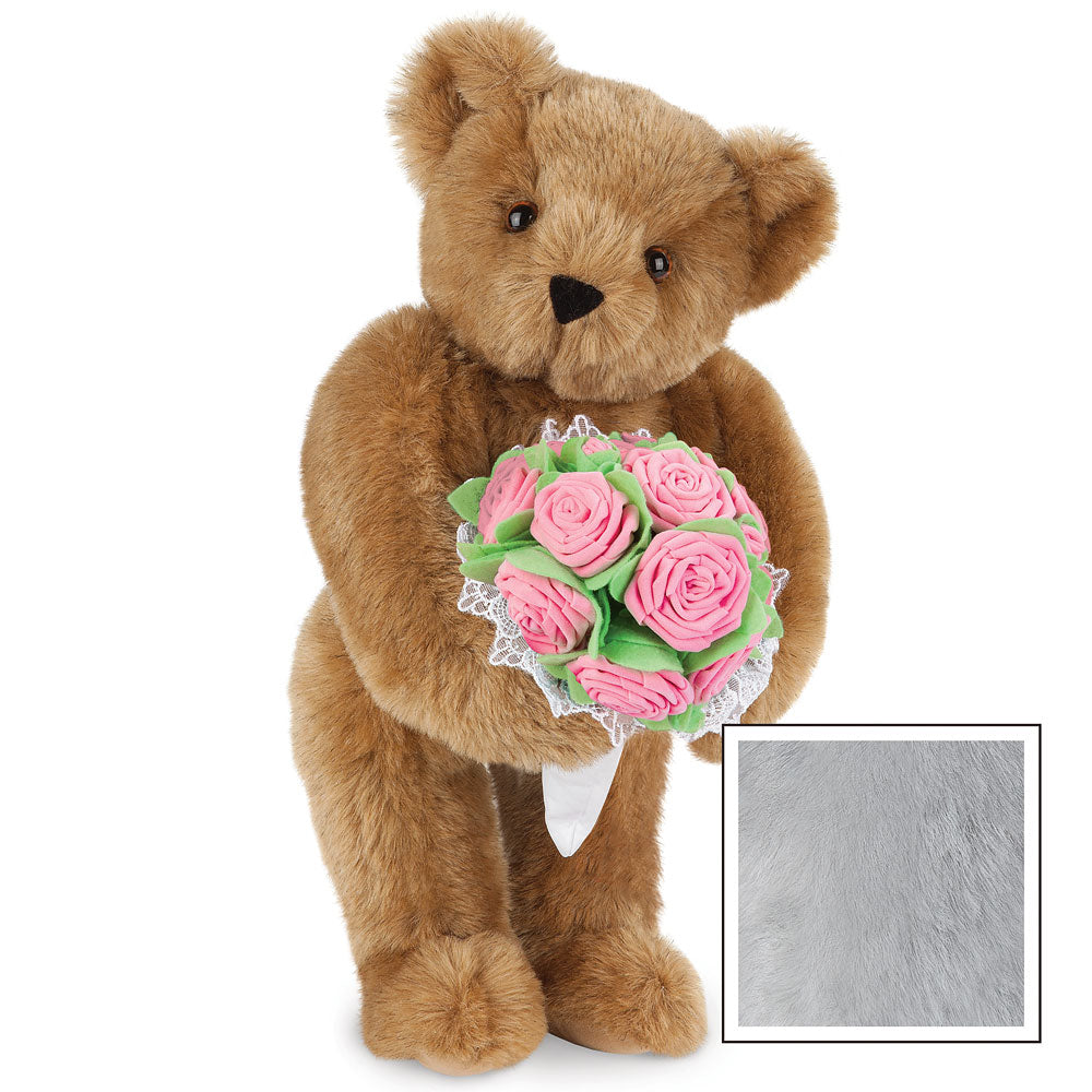 15 In. Pink Rose Bouquet Teddy Bear