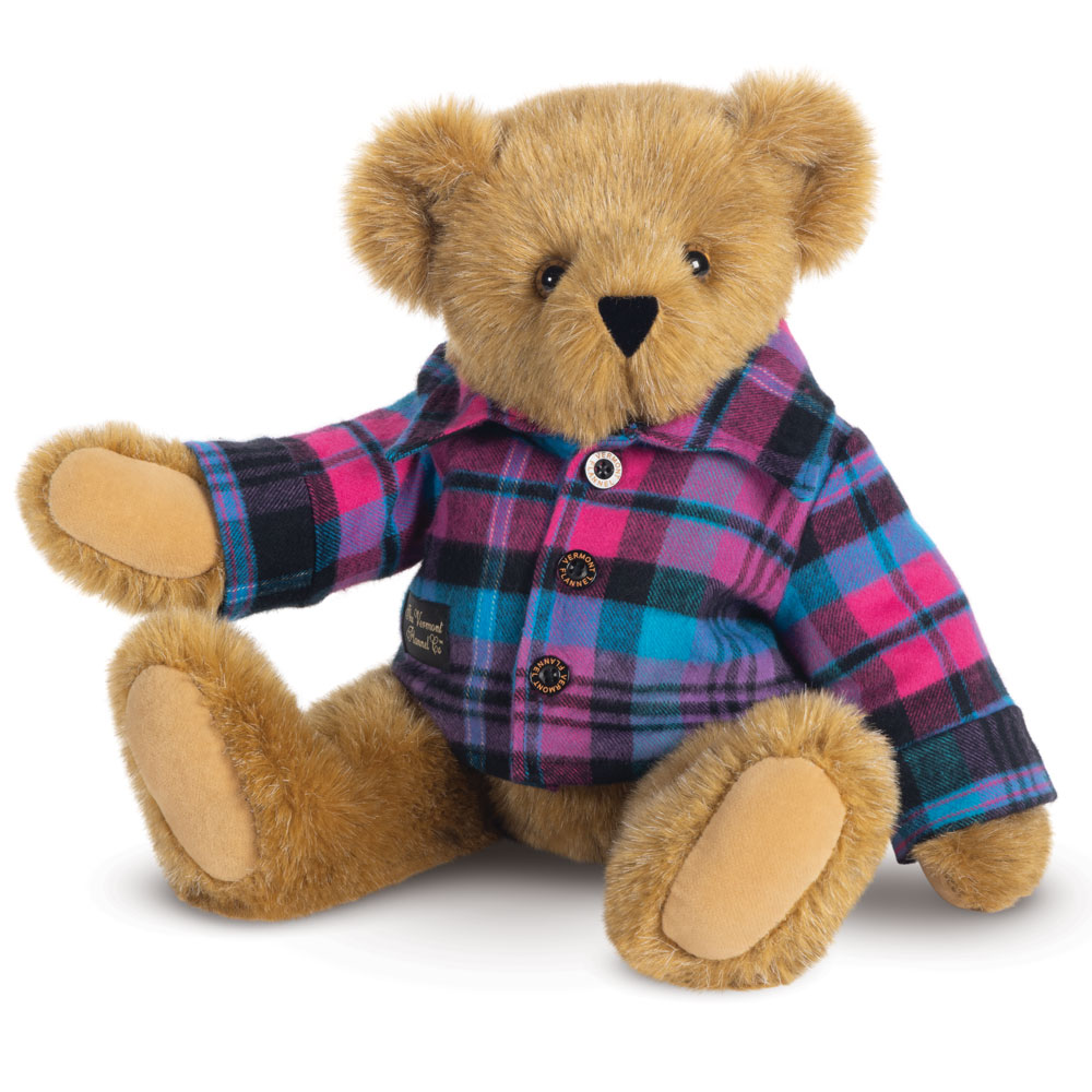 15 In. Vermont Flannel Bear, Tropic Plaid