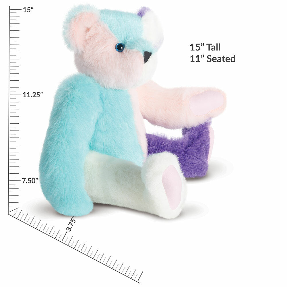 15 In. Cotton Candy Patchwork Bear